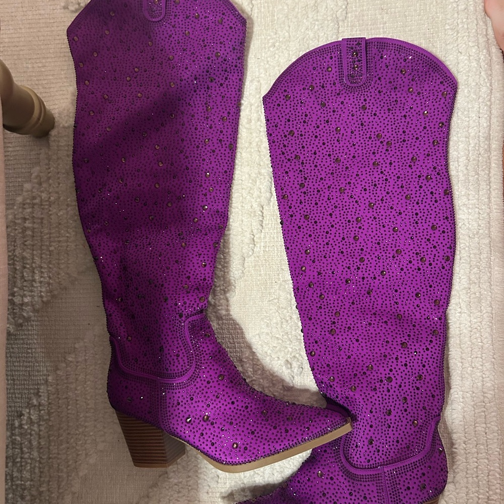 Purple Rhinestone Boots